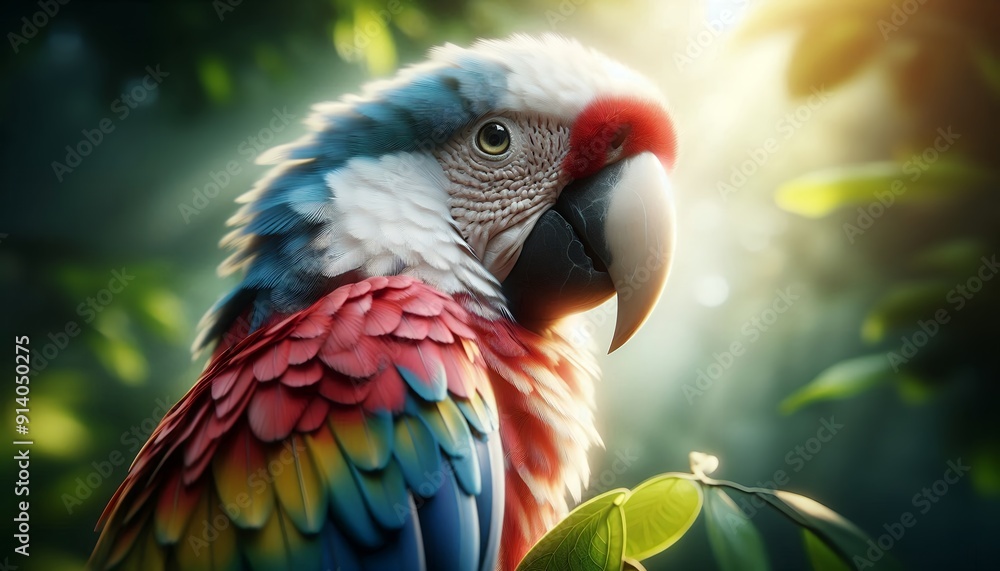 Fototapeta premium Parrot and Forest’s Vibrant Whisper