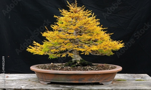 A bonsai in Broom style, with a fan-shaped, symmetrical canopy  photo