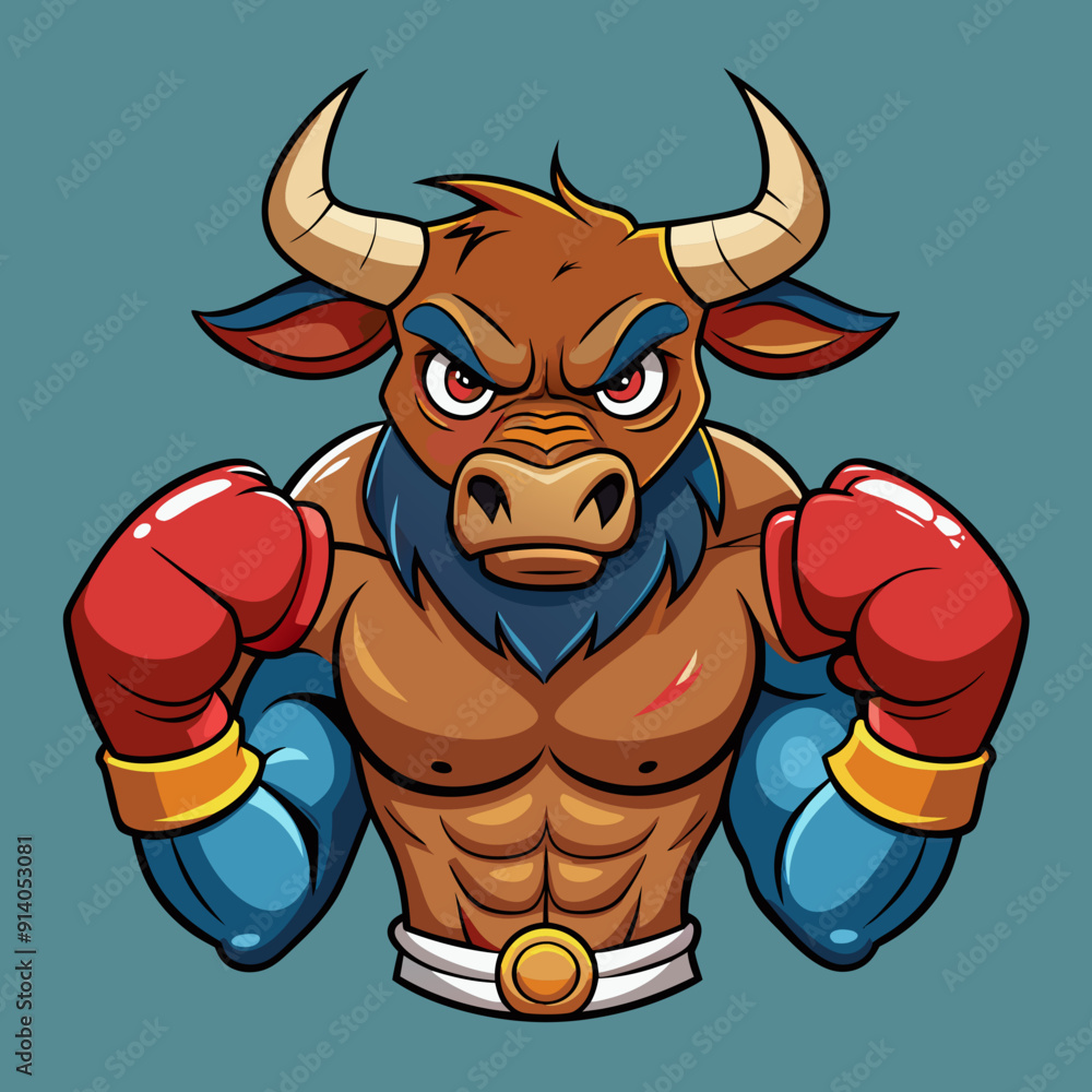 bull boxing cartoon vector illustration bull boxing cartoon vector illustration