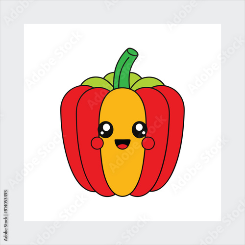  Red capsicum cartoon vector illustration