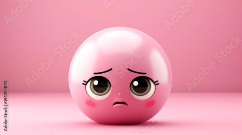 3D ball emoji character in sad emotion action