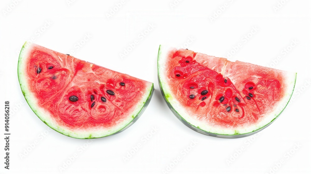 Fresh sweet ripe watermelon slices isolated over white background Fresh sweet ripe watermelon slices isolated over white background