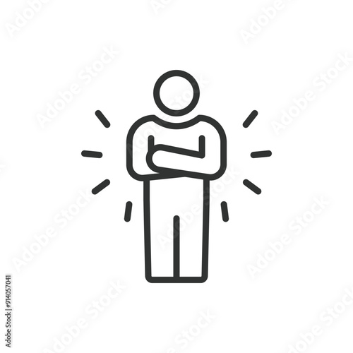 Self esteem, in line design. Self esteem, Confidence, Self-worth, Self-respect, Positive self-image, Self-love, Self-acceptance on white background vector. Self esteem editable stroke icon.