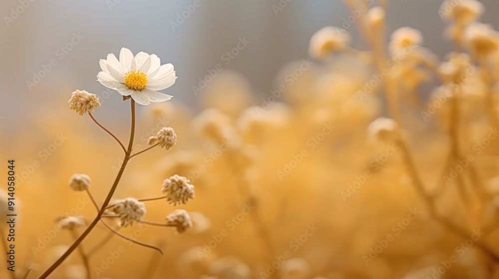Single Flower in a Field of Dried Grass Single Flower in a Field of Dried Grass