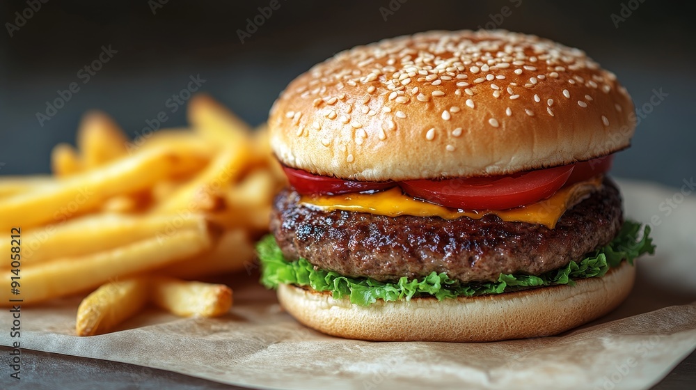 A hamburger with cheese A hamburger with cheese
