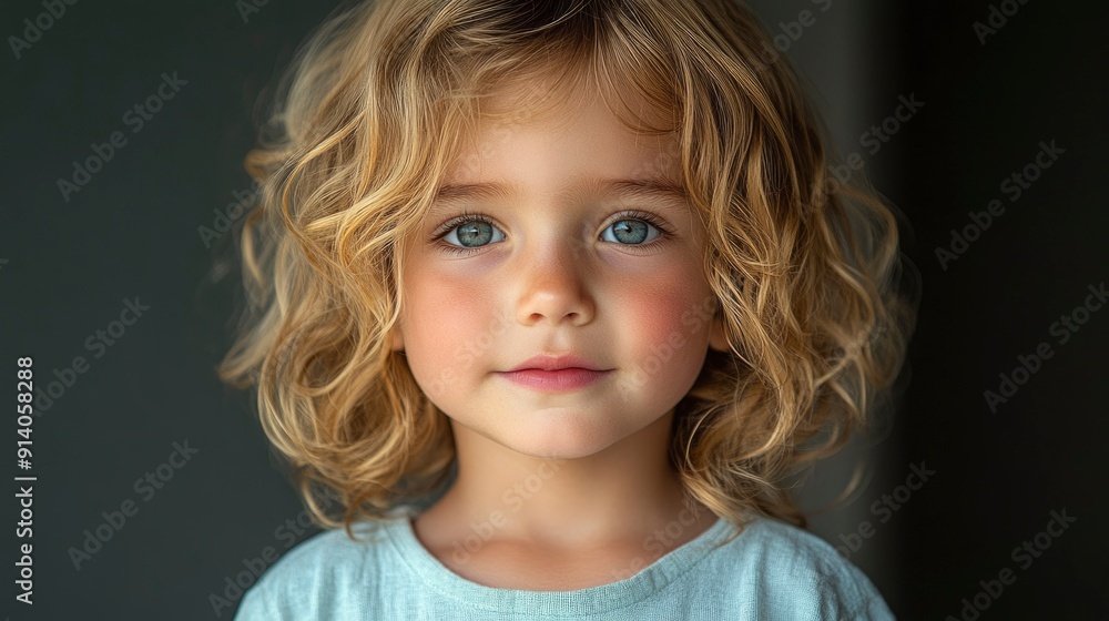 Portrait of a Young Girl with Blonde Hair and Blue Eyes Portrait of a Young Girl with Blonde Hair and Blue Eyes