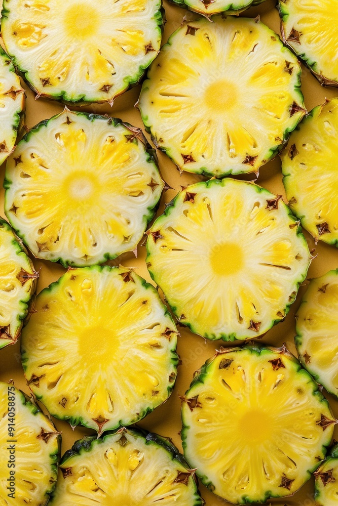 Seamless background pattern of fresh pineapple slice Seamless background pattern of fresh pineapple slice