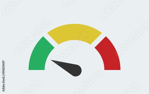 Gauge indicator with green yellow red sectors