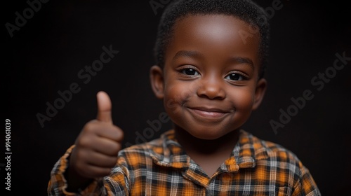 Portrait of a Young Boy Giving a Thumbs Up