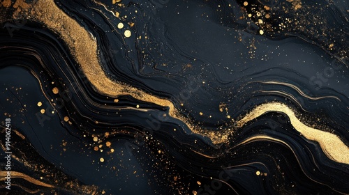 Abstract Black and Gold Texture Wallpaper