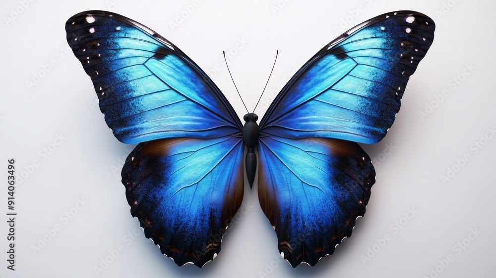 Obraz premium 3D Vibrant Blue Butterfly Illustration - Realistic Design with Detailed Wings