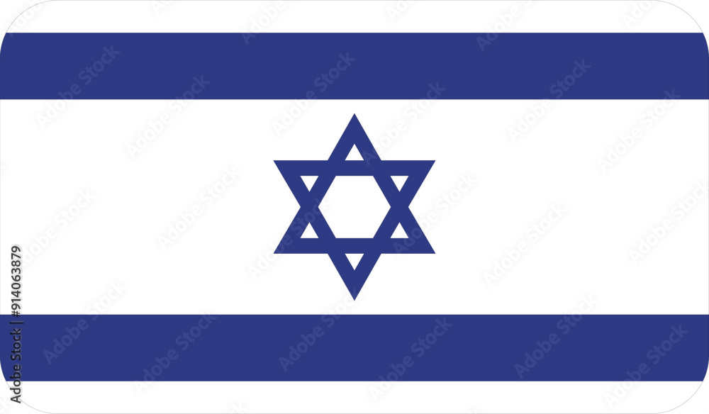 Flag of the State of Israel with rounded edges. National symbol of Israel. Vector image, flag icon. Flag of the State of Israel with rounded edges. National symbol of Israel. Vector image, flag icon.