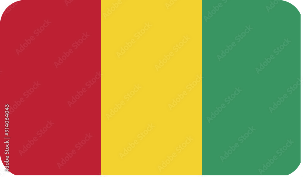 Fototapeta premium Flag of the Republic of Guinea with rounded edges. National symbol of Guinea. Vector image, flag icon.