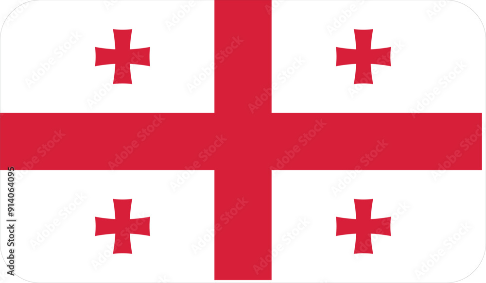 Flag of Georgia with rounded edges. National symbol of Georgia. Vector image, flag icon. Flag of Georgia with rounded edges. National symbol of Georgia. Vector image, flag icon.