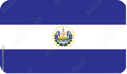 Flag of El Salvador with rounded edges. National symbol. Vector image, flag icon.
