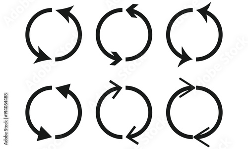 Dual semi circle arrow. Vector illustration. Semicircular curved thin long double ended arrow. Double Arrow. Black arrow icon. Eps 10.