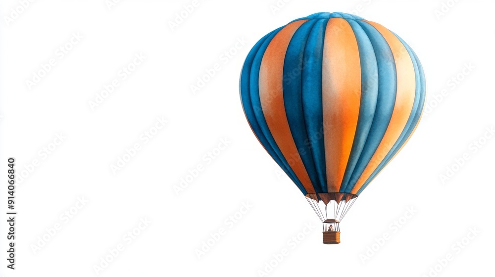 Obraz premium 3D Watercolor Hot Air Balloon - Blue & Orange - Image Download