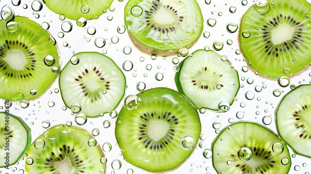 Seamless kiwi fruit cut slice pattern background Seamless kiwi fruit cut slice pattern background