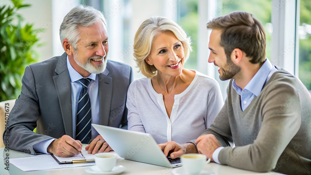 Middle aged couple consulting a financial advisor Middle aged couple consulting a financial advisor