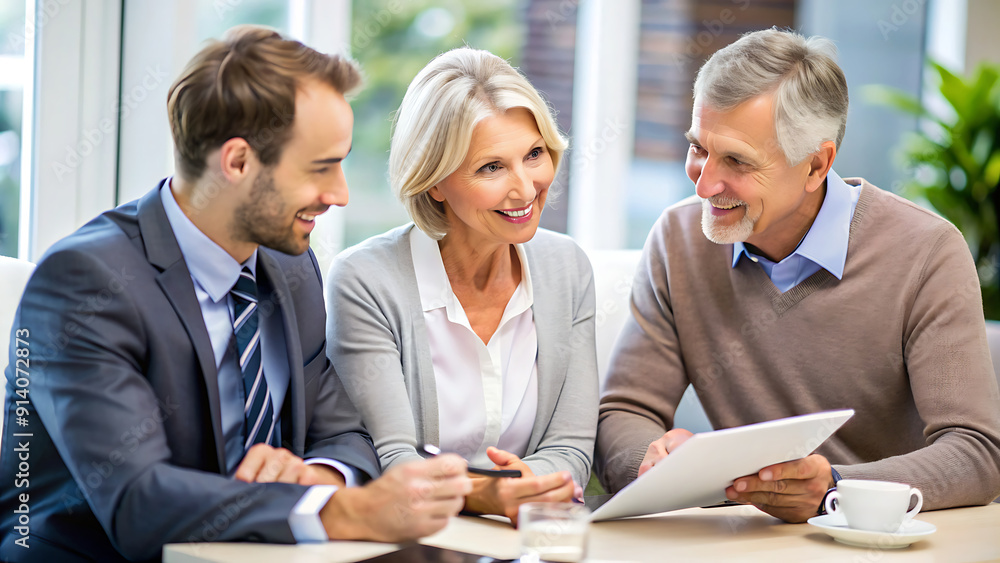 Middle aged couple consulting a financial advisor Middle aged couple consulting a financial advisor