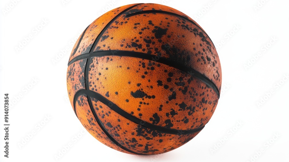 Fototapeta premium 3D Watercolor Basketball - Orange & Black with Texture | Abstract Sports Art