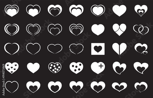 Heart icons set.