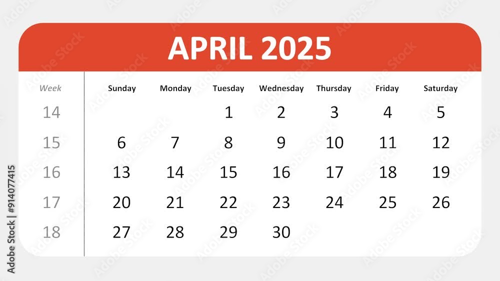 April 1, 2025: Animated 2025 planner showcasing April calendar, highlighting April 1st with space for tasks, notes, and to-do lists. April 1, 2025: Animated 2025 planner showcasing April calendar, highlighting April 1st with space for tasks, notes, and to-do lists.