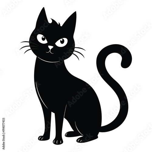 Wallpaper Mural Funny sketchy black halloween cat silhouette vector illustration Torontodigital.ca