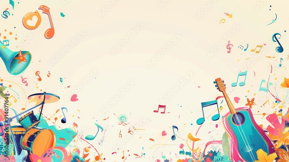 Fototapeta premium Colorful Musical Notes Background.