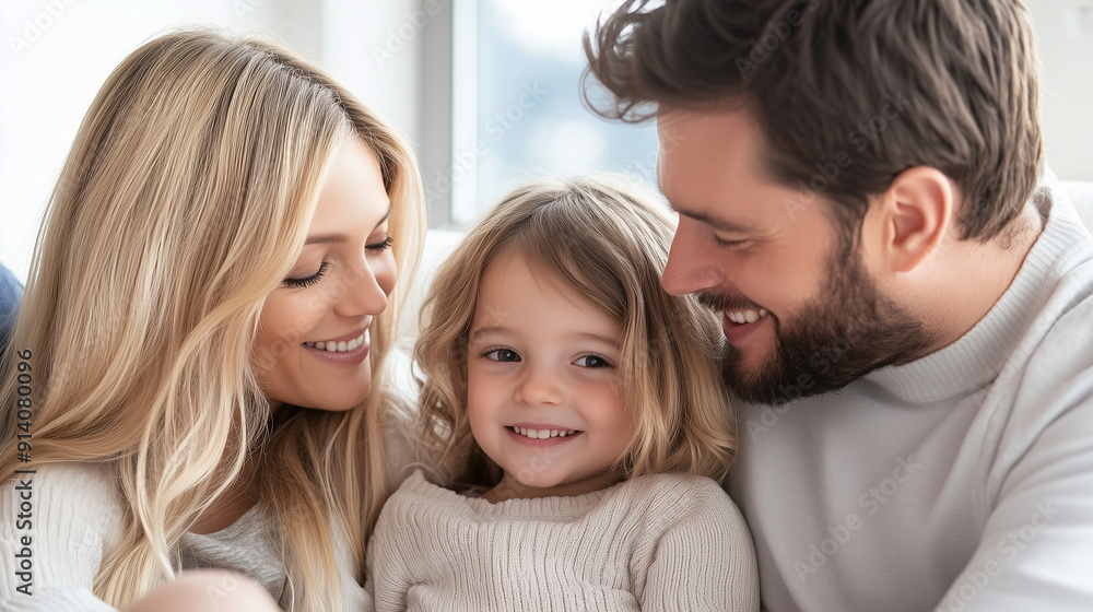 Loving family sitting on the floor, parents and kids smiling and embracing, warm and cozy living room, contemporary home, with copy space Loving family sitting on the floor, parents and kids smiling and embracing, warm and cozy living room, contemporary home, with copy space