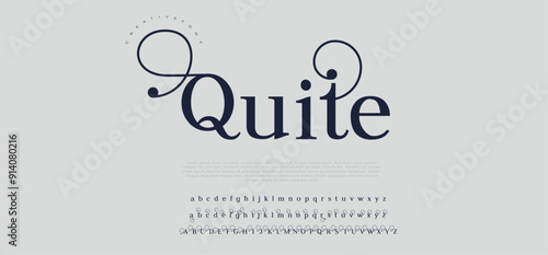 Quite Creative modern liquid alphabet display font vector. Unique trendy typography style