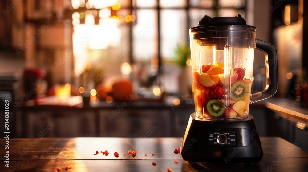 Blender mixer machine in kitchen with fruits Blender mixer machine in kitchen with fruits