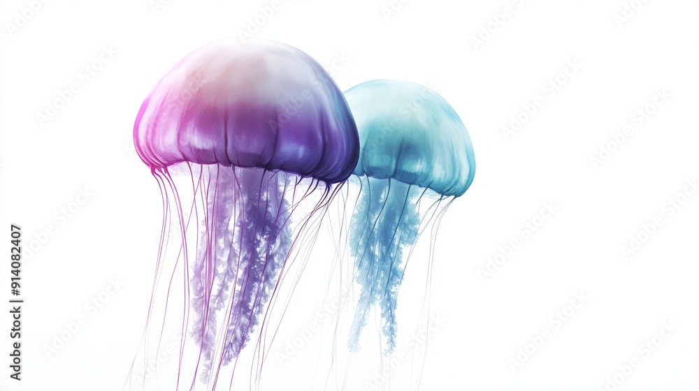 3D Watercolor Purple and Teal Jellyfish - Digital Art 3D Watercolor Purple and Teal Jellyfish - Digital Art