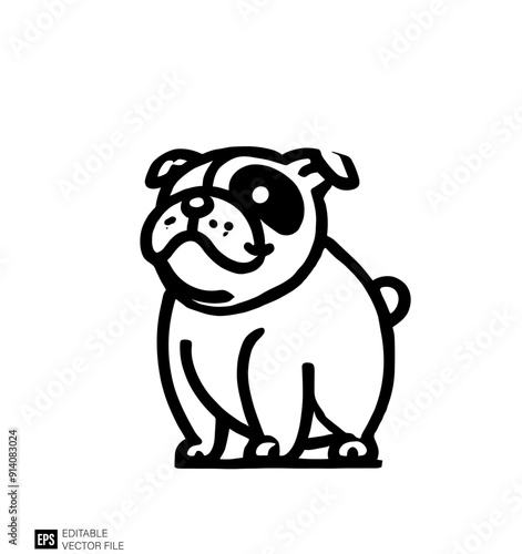 Cartoon of bulldog illustration design vector black and white