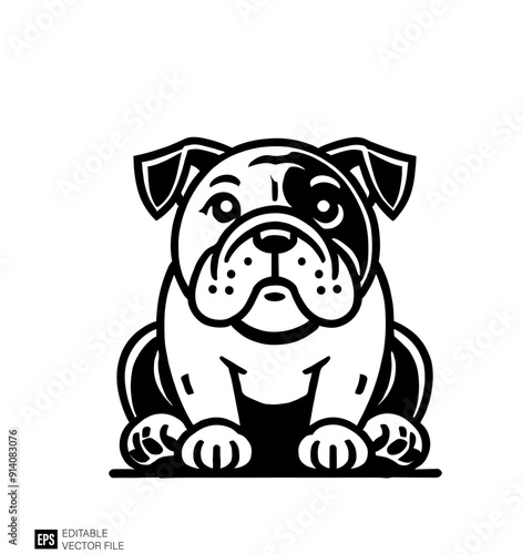 Cartoon of bulldog illustration design vector black and white