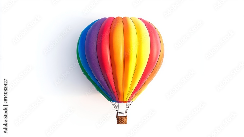 Fototapeta premium 3D Watercolor Rainbow Hot Air Balloon - Download