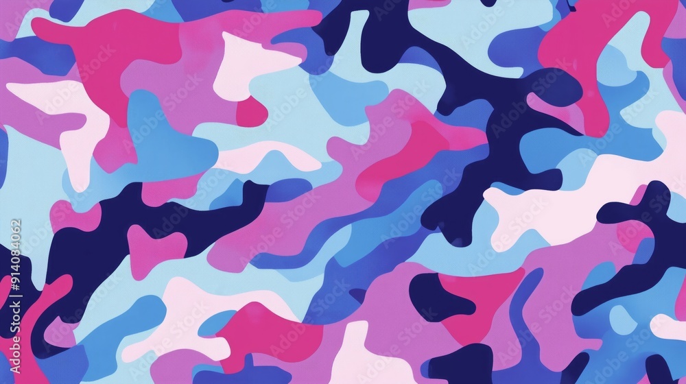 Vibrant Camouflage Pattern with Pink and Blue Hues Vibrant Camouflage Pattern with Pink and Blue Hues