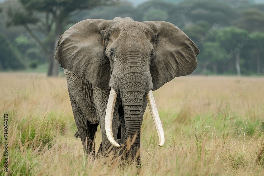 Fototapeta premium African elephant with exceptionally long tusks