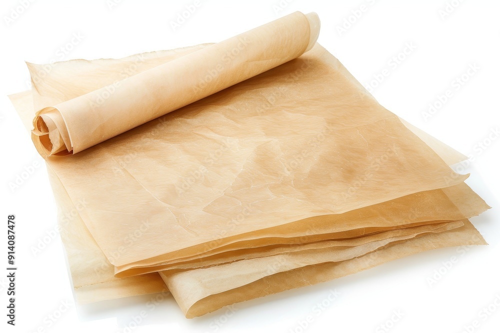 Baking paper sheets on white backdrop Baking paper sheets on white backdrop