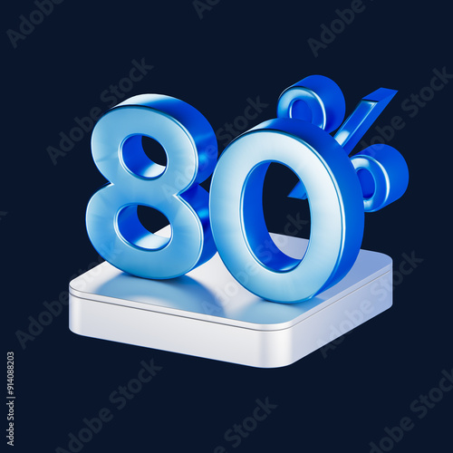 discount Bank credit concept blue three percent isolated on black background. 3D rendering photo