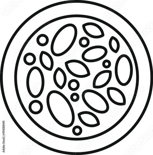 Round plate with seeds icon thin line for web and mobile, modern minimalist style vector illustration