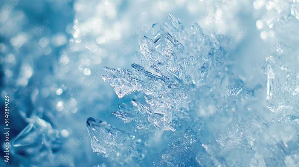 Obraz premium Detailed view of an ice surface, capturing the crystalline structures and cold beauty.