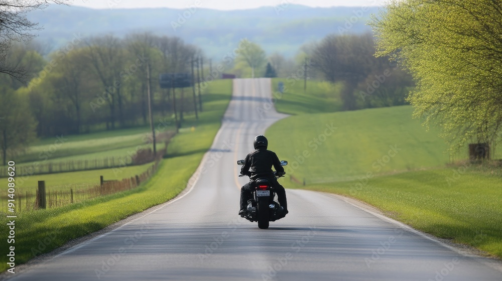 Rural Pathway with Motorcycle and Protective Gear Rural Pathway with Motorcycle and Protective Gear