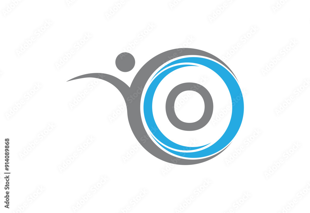 Creative latter O with man unity combination icon logo Creative latter O with man unity combination icon logo