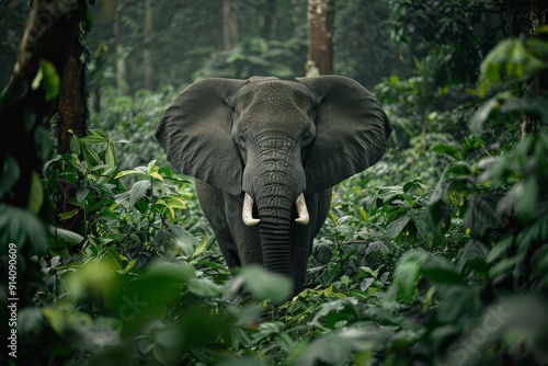 Forest dwelling African elephant in Congo s Odzala Kokoua National Park photo