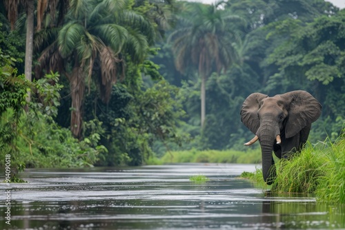 Forest elephant in Odzala Kokoua National Park Congo