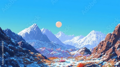 Digital Landscape with Mountains Made of Data - Abstract Artwork photo