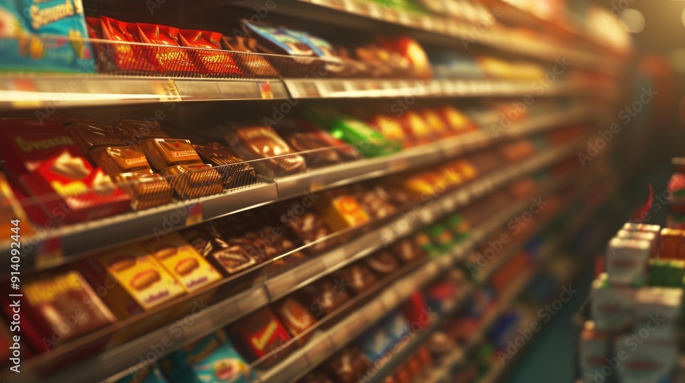 Supermarket Shelf Filled with Various Chocolate Bars Supermarket Shelf Filled with Various Chocolate Bars