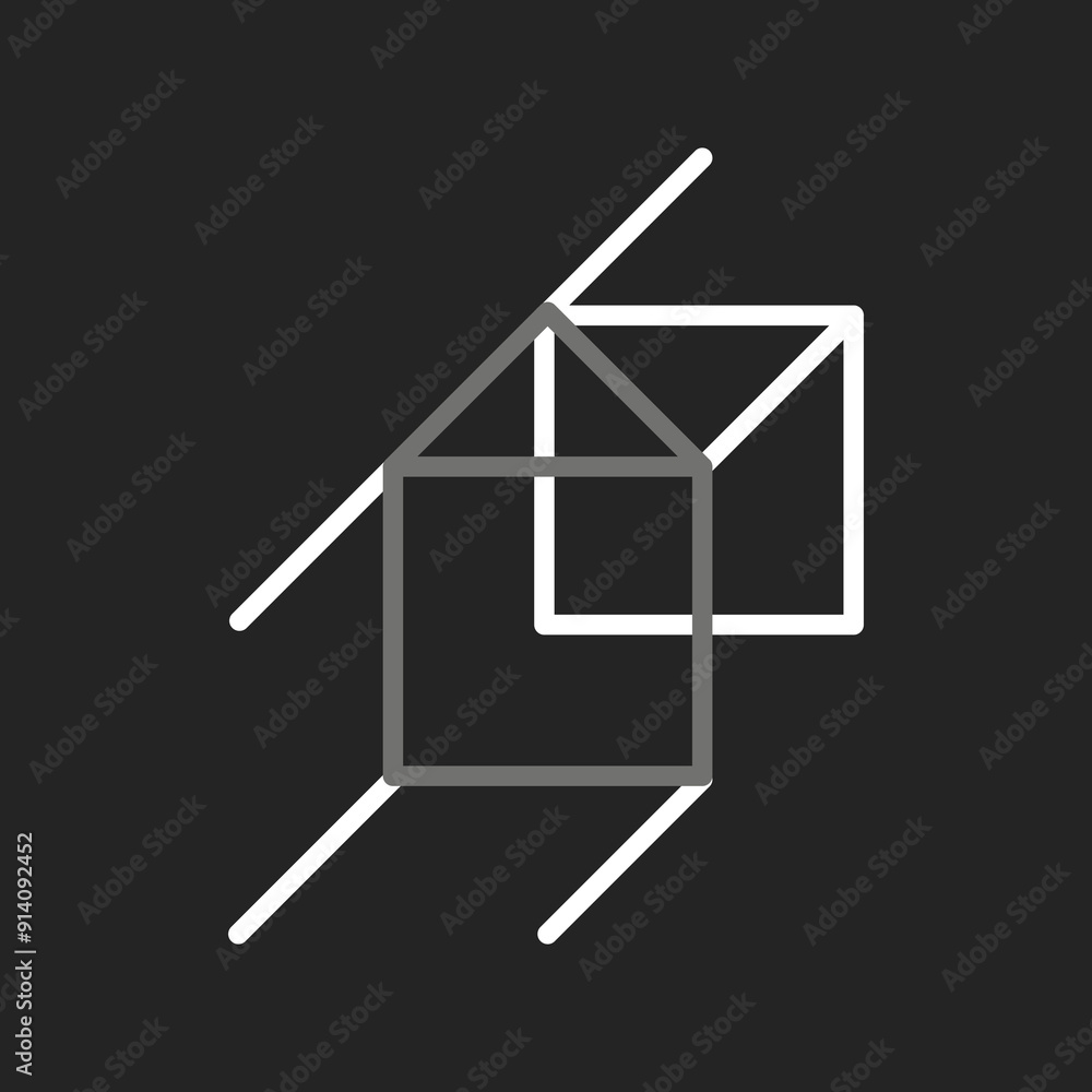 Minimalist thin lines logo for architecture and engineering office. geometric logo with depth. House and construction logo Minimalist thin lines logo for architecture and engineering office. geometric logo with depth. House and construction logo