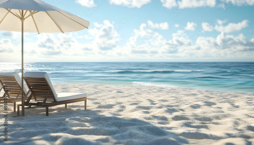 Beach Scene 3D Render with Copy Space Beach Scene 3D Render with Copy Space